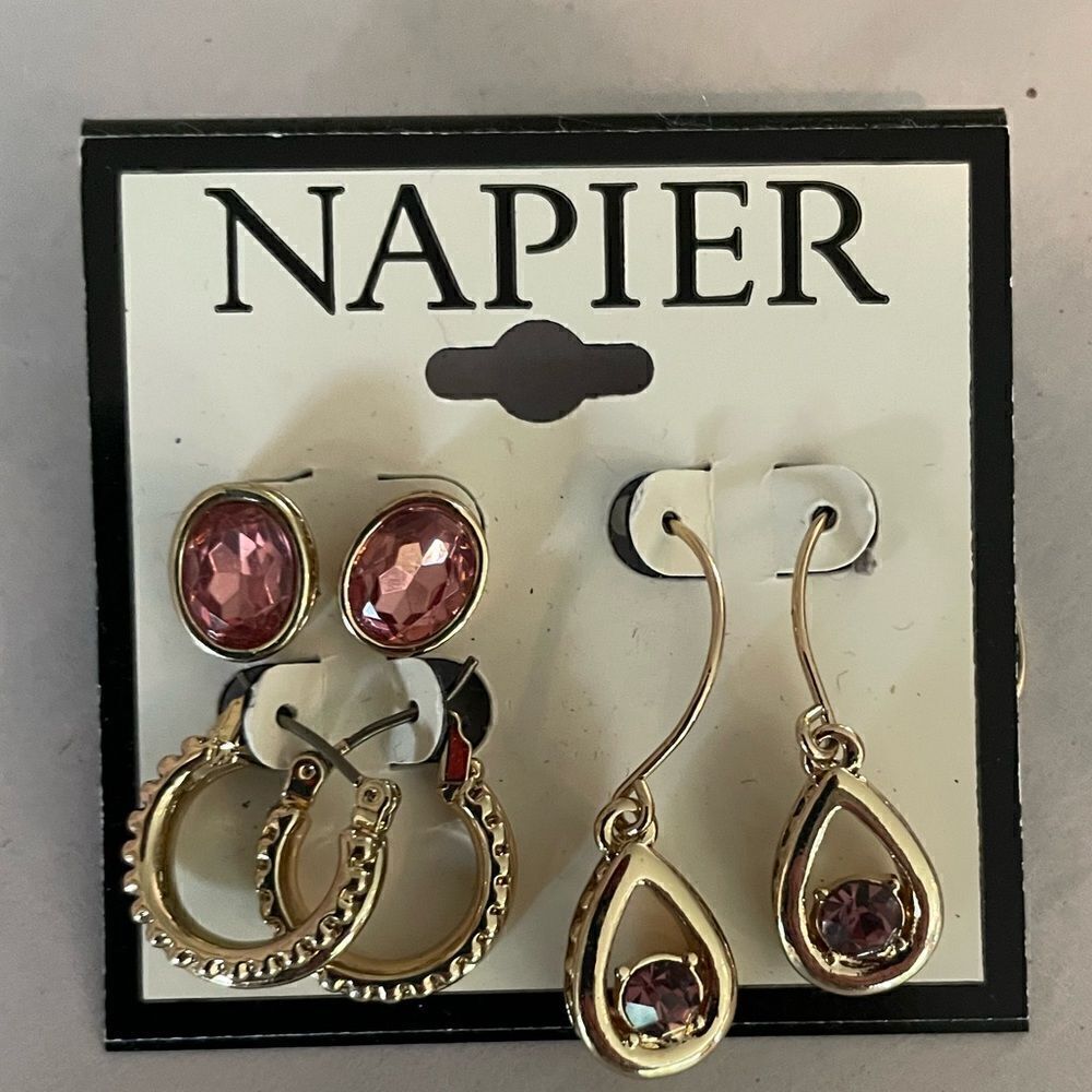 Napier Yellow Gold Toned Jewelry with Pink Stones - Picture 3 of 3